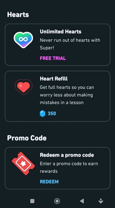 Активація промокоду в Duolingo