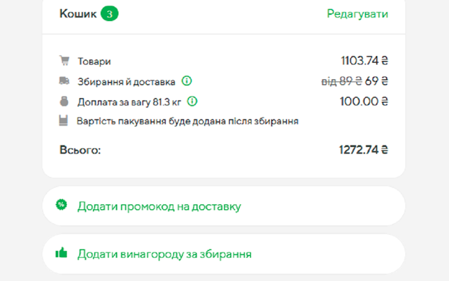 Активація промокоду в Zakaz.ua